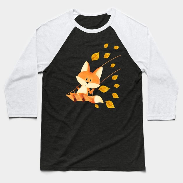 Fox on swing Baseball T-Shirt by pencildog